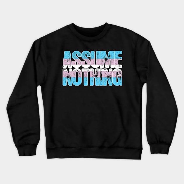 Transgender Pride Assume Nothing Crewneck Sweatshirt by wheedesign